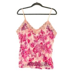 Gilligan‎ & O'Malley Pink Purple Floral Lace Trim Spaghetti Straps Camisole 3XL